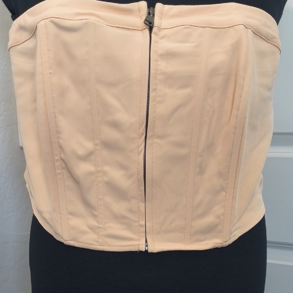 Forever 21 Plus Size 3X Beige Zip-Up Corset Top